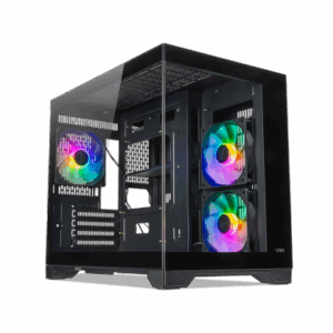 Tecware VXM2 Dual chamber MATX case, w/ 3 x Black ARGB Fans (Black) TWCA-VXM2-BKAR