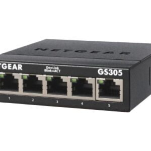 NETGEAR 5-Port Gigabit Ethernet Unmanaged Switch (GS305) - Desktop, Sturdy Metal Fanless Housing