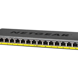 NETGEAR 16-Port Gigabit Ethernet Unmanaged PoE Switch (GS116PP) - with 16 x PoE+ @ 183W, Desktop/Rac