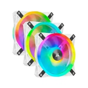 Corsair CS-CO-9050104-WW iCUE QL120 RGB PWM Triple Fan Kit with Lighting Node CORE, 120mm, White