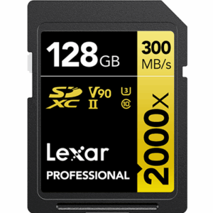 128GB - Lexar® Professional 2000x SDHC™/SDXC™ UHS-II Card GOLD Series